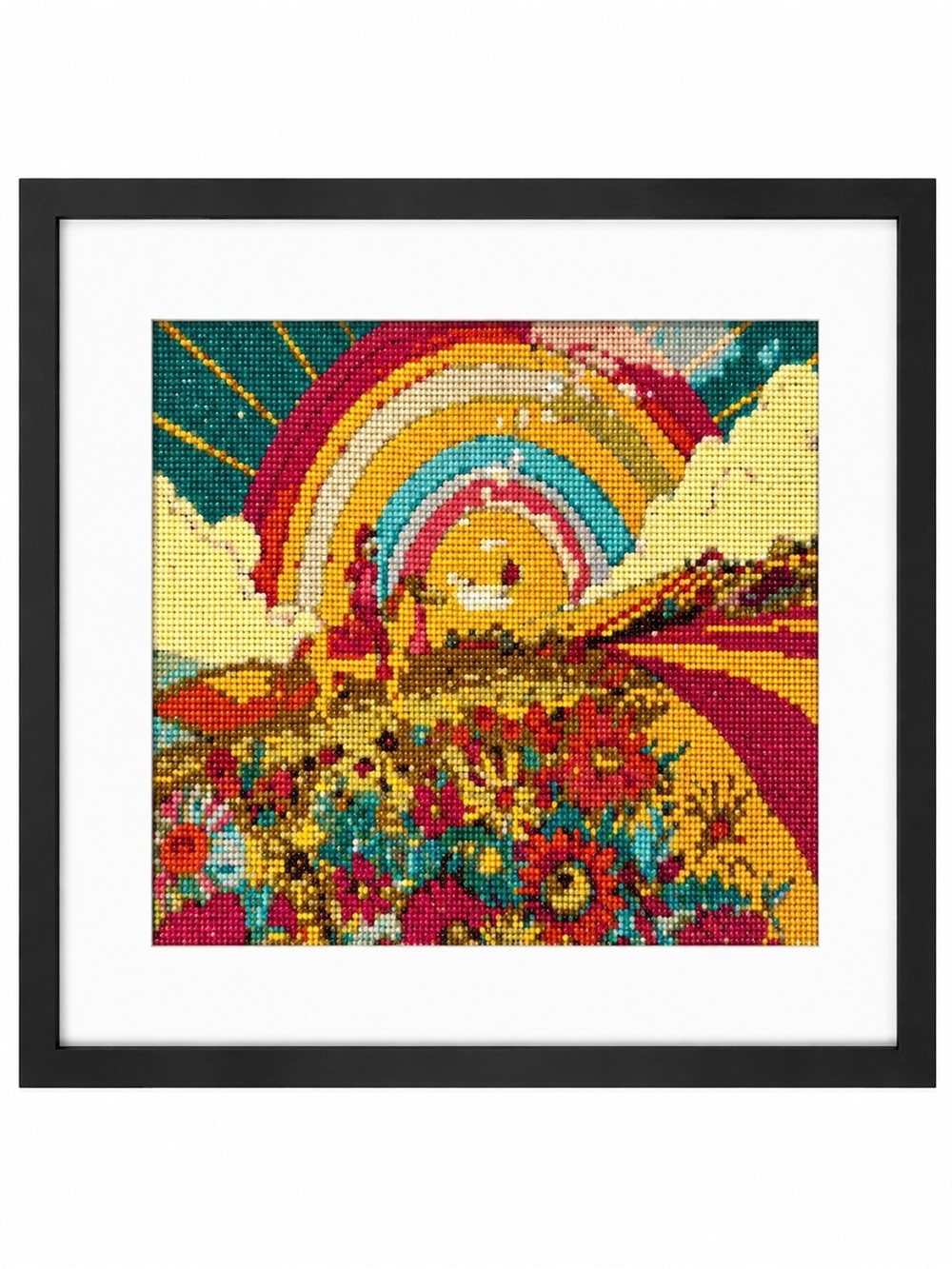 Vibrant Rainbow Meadow Diamond Art Print - Multicolor
